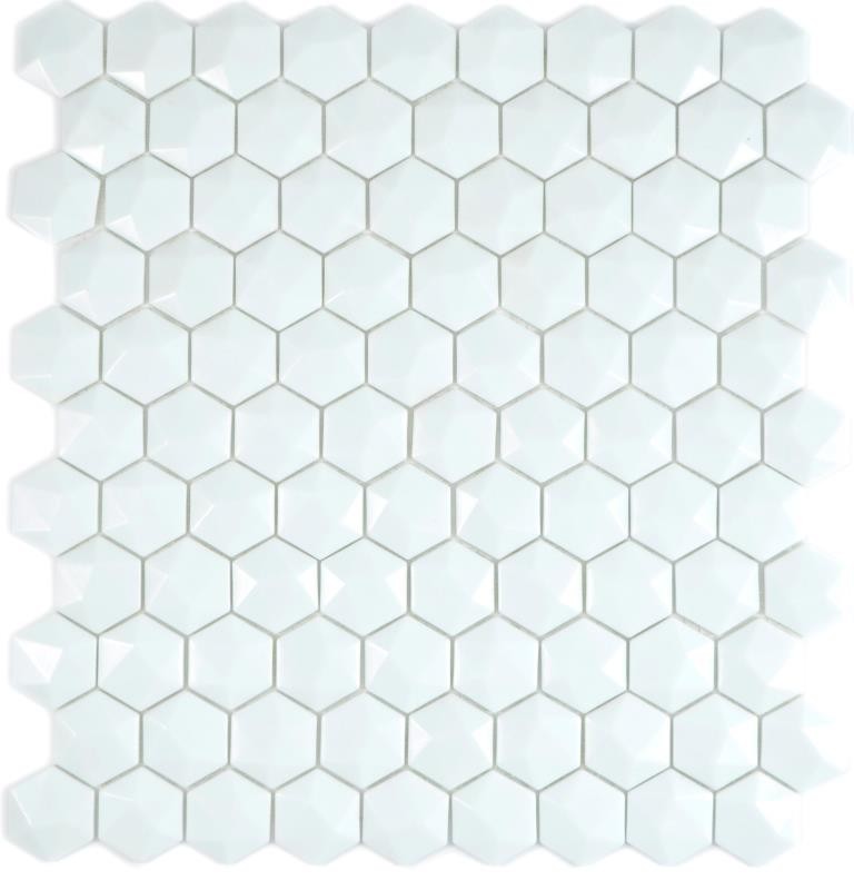 Mosaico di vetro esagonale esagonale mosaico bianco 3D mosaico piastrelle parete backsplash cucina bagno MOS11-AR01