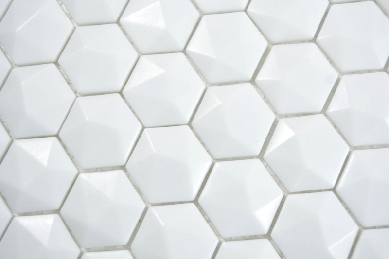 Mosaico di vetro esagonale esagonale mosaico bianco 3D mosaico piastrelle parete backsplash cucina bagno MOS11-AR01