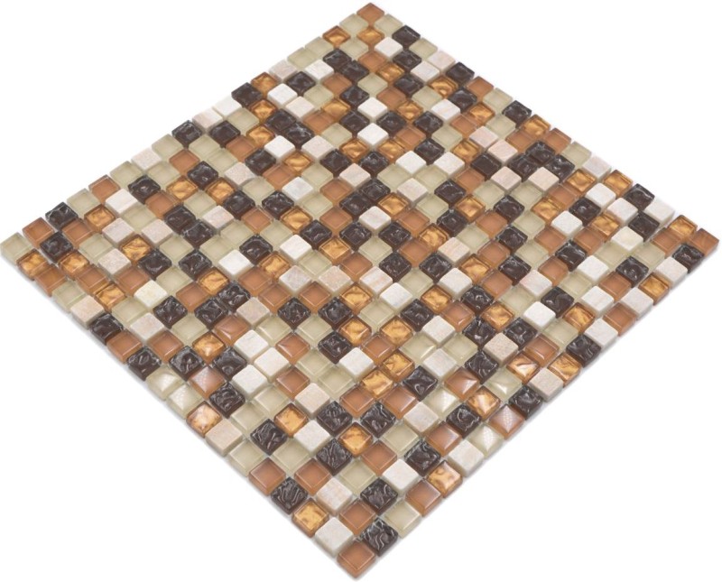 Mosaico di vetro in pietra naturale beige marrone crema ocra arancione - MOS92-1206