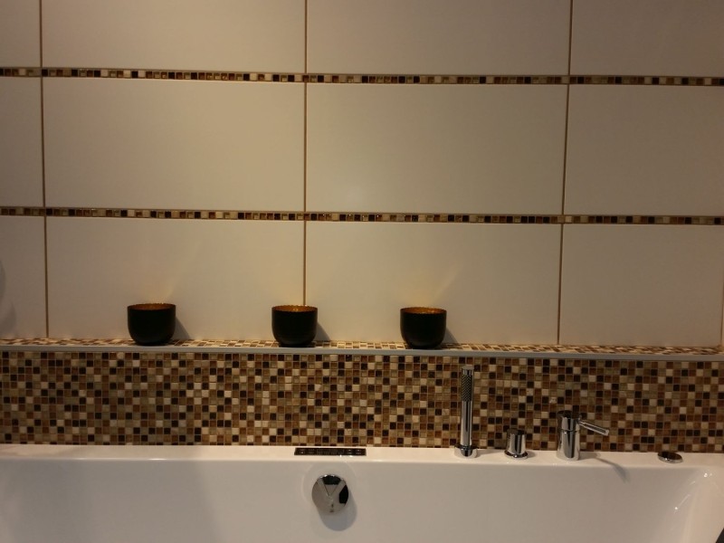 Mosaico di vetro in pietra naturale beige marrone crema ocra arancione - MOS92-1206