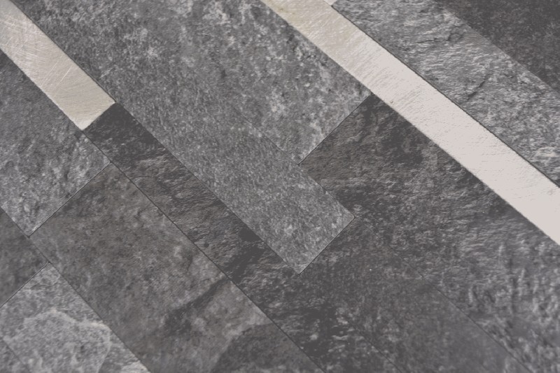 Campione a mano in vinile composito aspetto pietra nero Qaurtz/Argento mosaico piastrelle parete backsplash MOS200-32BS_m