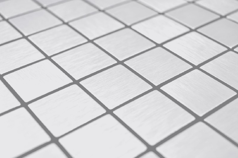 Specchio quadrato a mano in alluminio Argento Seta Spazzolato per piastrelle da parete MOS200-L7S_m