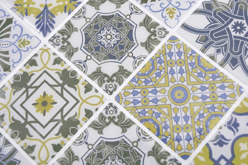 Campione a mano di quadretti vinilici di colore retrò per pareti a specchio MOSvinyl-retro_m