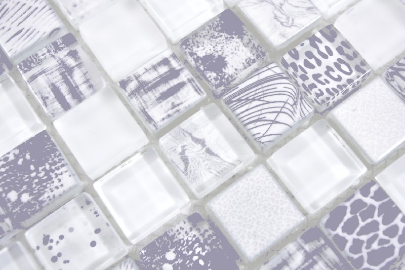 Campione a mano quadrato Crystal mix super white wall backsplash MOS74-0203_m