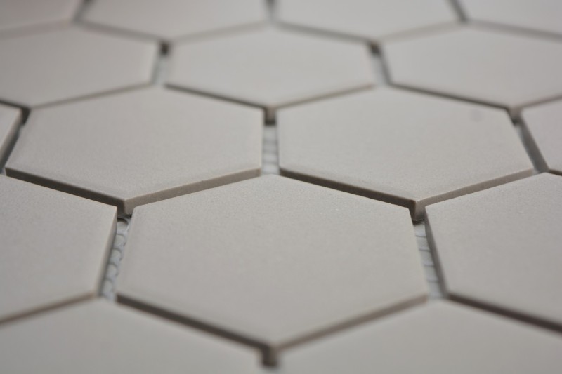 Mosaico dipinto a mano in ceramica esagono grigio non smaltato MOS11B-0202-R10_m