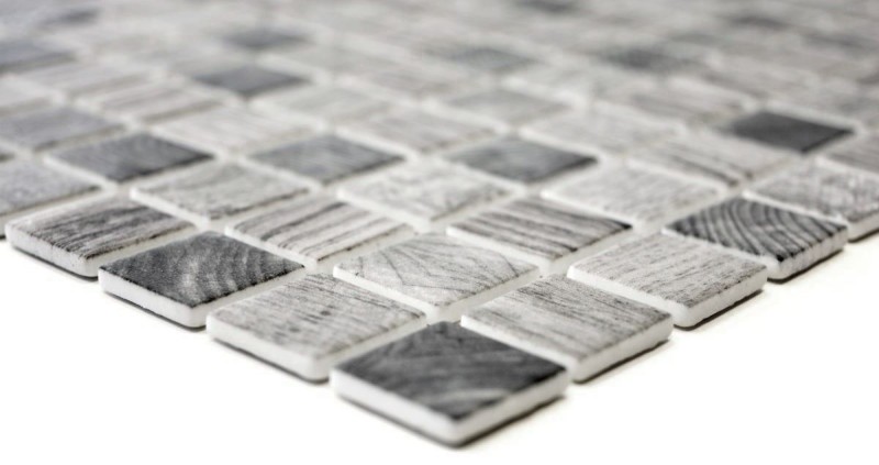 Piastrella di mosaico campione a mano ECO Recycling GLAS ECO texture legno grigio chiaro MOS63-312_m