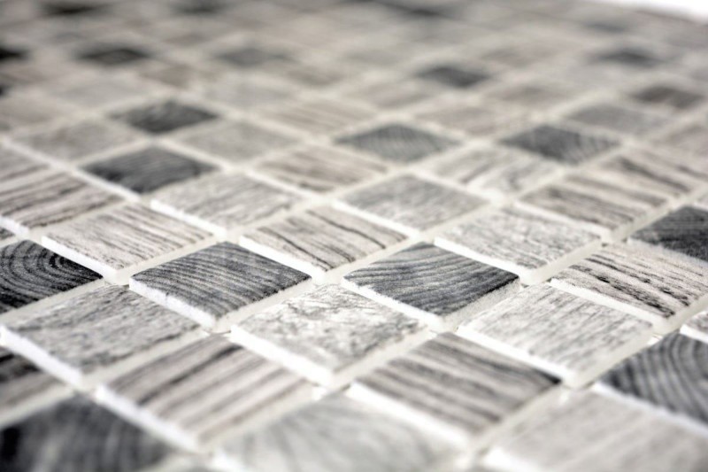 Piastrella di mosaico campione a mano ECO Recycling GLAS ECO texture legno grigio chiaro MOS63-312_m