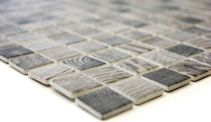Piastrella di mosaico campione a mano ECO Recycling GLAS ECO texture legno grigio beige MOS63-324_m