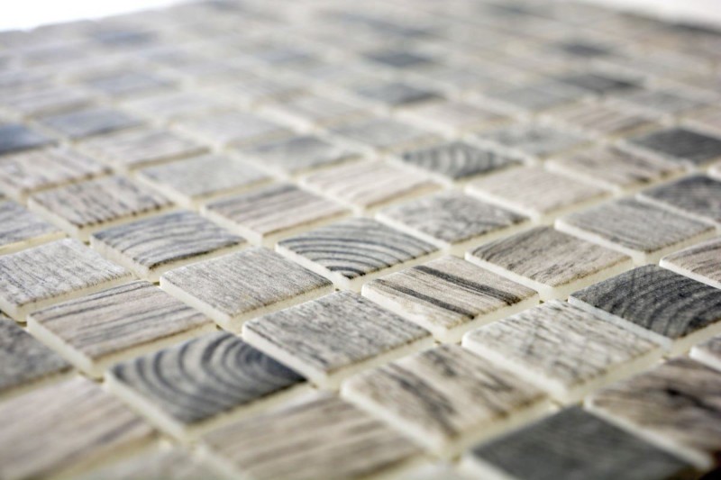 Piastrella di mosaico campione a mano ECO Recycling GLAS ECO texture legno grigio beige MOS63-324_m