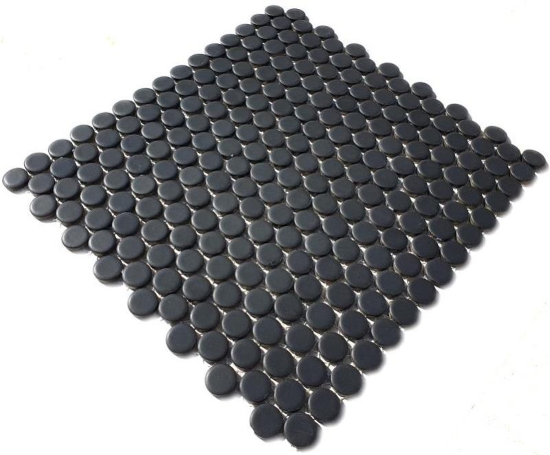Piastrella di mosaico in ceramica a bottone nero opaco MOS10-0311