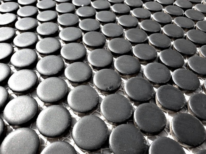 Piastrella di mosaico in ceramica a bottone nero opaco MOS10-0311