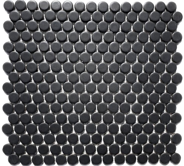 Piastrella di mosaico in ceramica a bottone nero opaco MOS10-0311_f