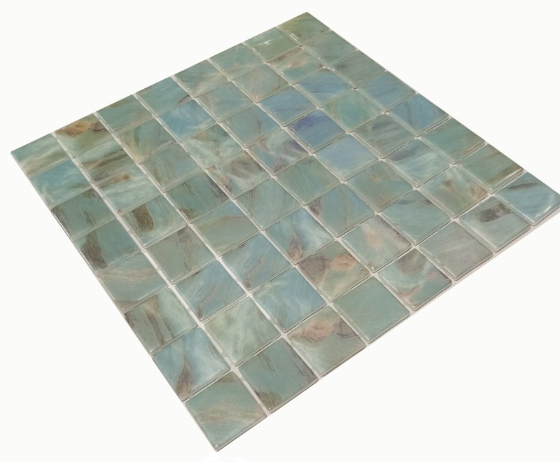 Mosaico piscina mosaico piscina mosaico vetro acquamarina shimmer verde turchese grigio crema argento parete pavimento cucina bagno doccia MOS220-71383U