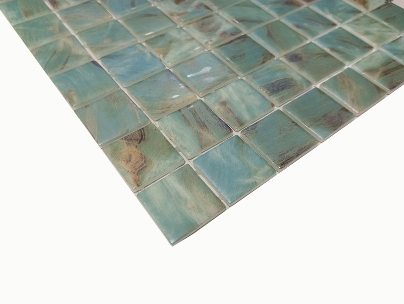 Mosaico piscina mosaico piscina mosaico vetro acquamarina shimmer verde turchese grigio crema argento parete pavimento cucina bagno doccia MOS220-71383U