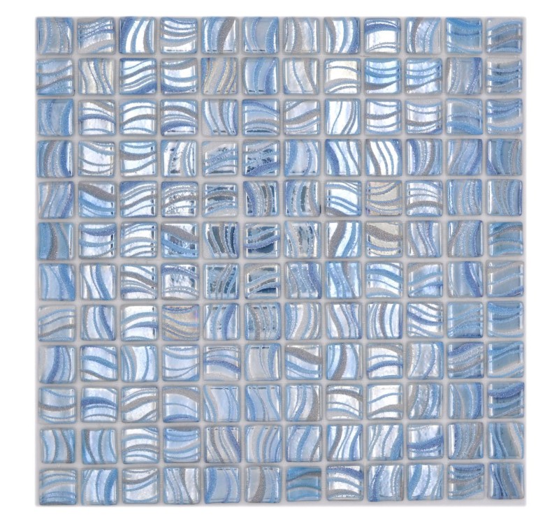 Mosaico piastrelle piscina mosaico piscina mosaico azzurro argento lucido metallico parete doccia SPAGNA MOS220-78251U