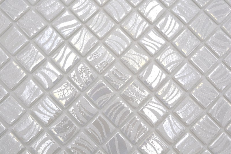 Piastrella di mosaico Mosaico per piscina Mosaico per piscina Bianco Crema Argento Lucido metallizzato Parete doccia SPAGNA MOS220-78252U