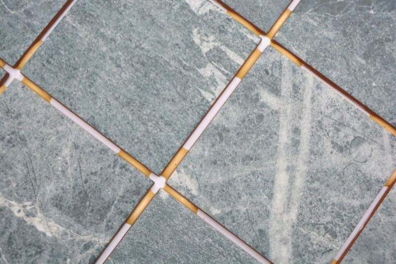 Mosaico ceramico grigio-verde effetto pietra opaca Piastrella MOS22-BH395_f | 10 tessere di mosaico