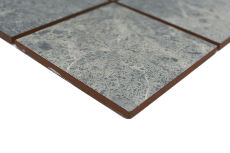 Mosaico ceramico grigio-verde effetto pietra opaca Piastrella MOS22-BH395_f | 10 tessere di mosaico