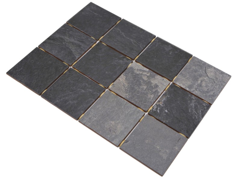 Ceramico mosaico Grigio Antracite Nero Opaco Effetto Pietra Piastrella MOS22-BH493_f | 10 tessere di mosaico