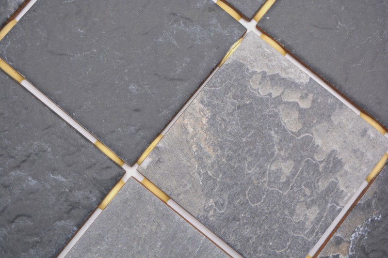 Ceramico mosaico Grigio Antracite Nero Opaco Effetto Pietra Piastrella MOS22-BH493_f | 10 tessere di mosaico