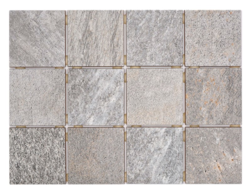 Keramikmosaik Crema Grigio Antracite Opaco effetto Pietra Piastrella MOS22-BH957_f | 10 tessere di mosaico