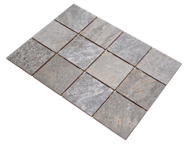 Keramikmosaik Crema Grigio Antracite Opaco effetto Pietra Piastrella MOS22-BH957_f | 10 tessere di mosaico