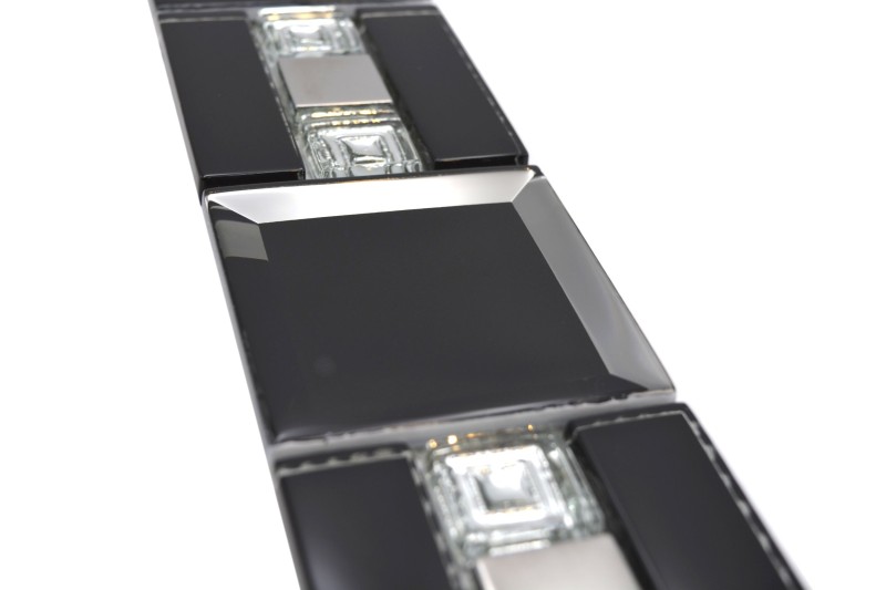 Mosaico bordo in vetro nero argento moderno - MOS88-S89_f