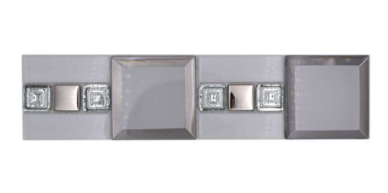 Mosaico bordo in vetro bianco argento moderno - MOS88-S98_f