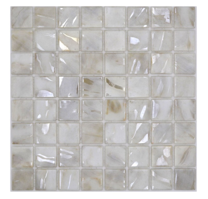 Mosaico piscina Mosaico piscina Mosaico vetro Avorio Crema Beige Shimmer iridescente Muro Pavimento Cucina Bagno Doccia MOS220-71380U_f