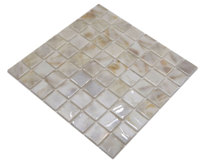 Mosaico piscina Mosaico piscina Mosaico vetro Avorio Crema Beige Shimmer iridescente Muro Pavimento Cucina Bagno Doccia MOS220-71380U_f