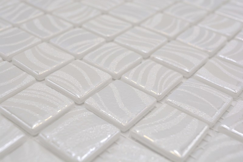 Mosaico piastrelle piscina mosaico piscina mosaico bianco crema argento lucido metallico parete doccia SPAGNA - MOS220-78252U_f