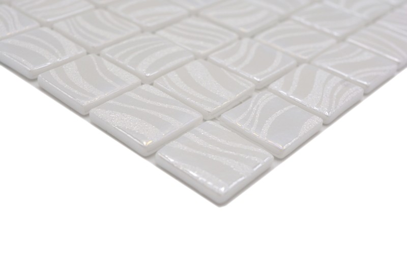 Mosaico piastrelle piscina mosaico piscina mosaico bianco crema argento lucido metallico parete doccia SPAGNA - MOS220-78252U_f