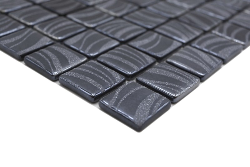 Mosaico piastrelle piscina mosaico piscina mosaico nero grafite argento parete doccia SPAGNA - MOS220-78253U_f
