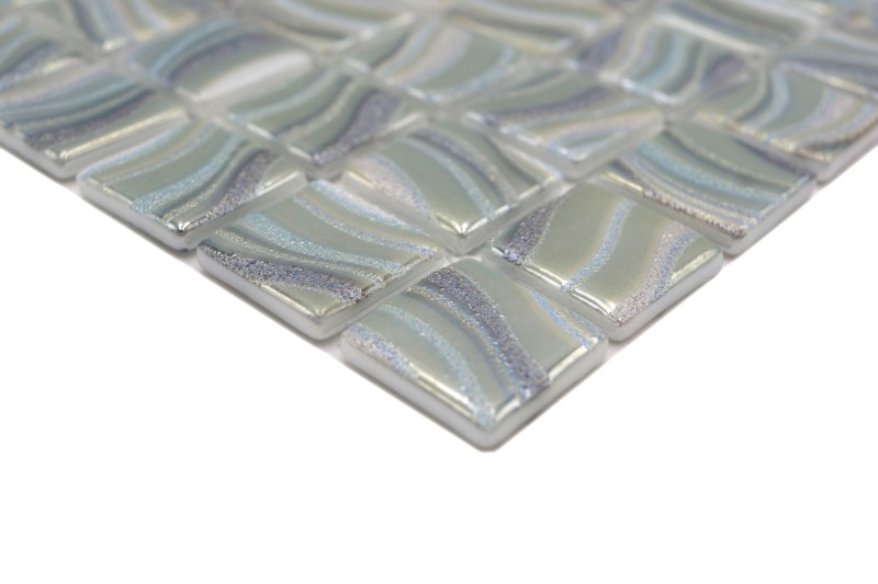 Mosaico piastrelle piscina mosaico piscina mosaico verde chiaro bluastro metallico parete doccia SPAGNA - MOS220-78256U_f