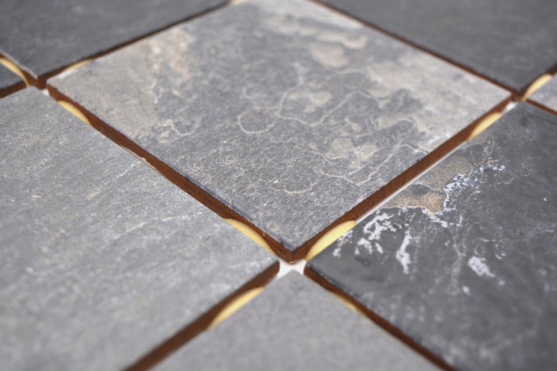 Campione a mano di mosaico ceramico grigio antracite nero opaco effetto pietra Piastrella MOS22-BH493_m