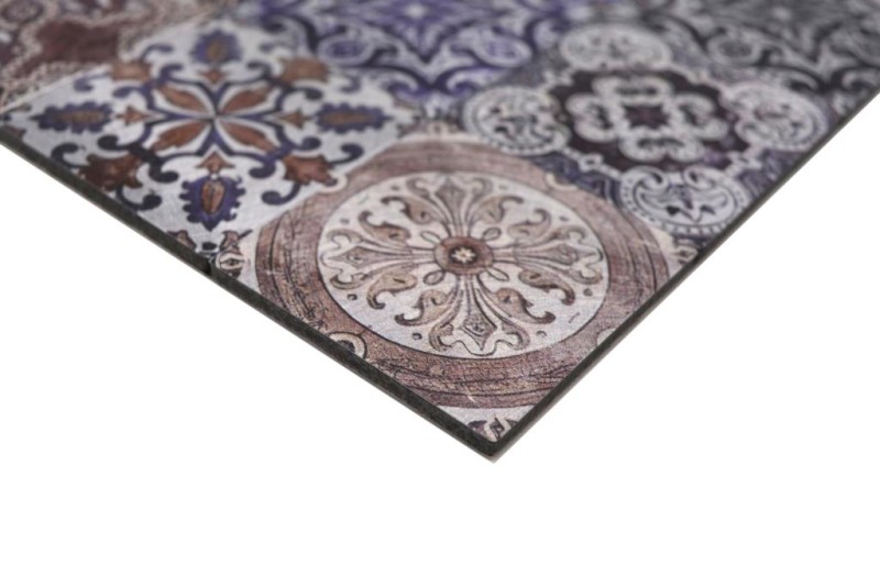 Campione a mano di mosaico autoadesivo in alluminio effetto retrò multicolore viola crema marrone ornamento africano - MOS200-U03_m