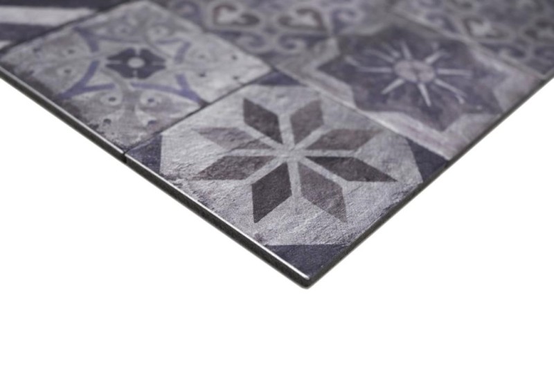 Campione a mano di mosaico autoadesivo in alluminio effetto retrò multicolore viola grigio africano - MOS200-U05_m