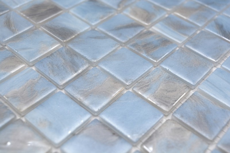 Mosaico dipinto a mano mosaico piscina mosaico azzurro marmorizzato grigio crema argento shimmer parete doccia SPAGNA - MOS220-71252U_m