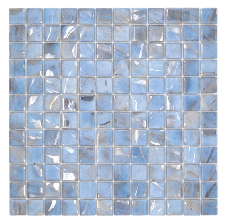 Mosaico dipinto a mano mosaico piscina mosaico azzurro marmorizzato grigio crema argento shimmer parete doccia SPAGNA - MOS220-71252U_m