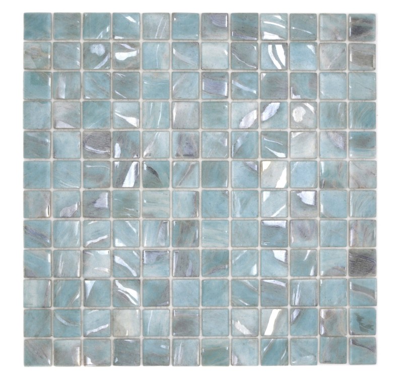 Handmuster piastrella di mosaico mosaico piscina mosaico piscina turchese blu grigio crema argento shimmer parete doccia SPAGNA - MOS220-71253U_m