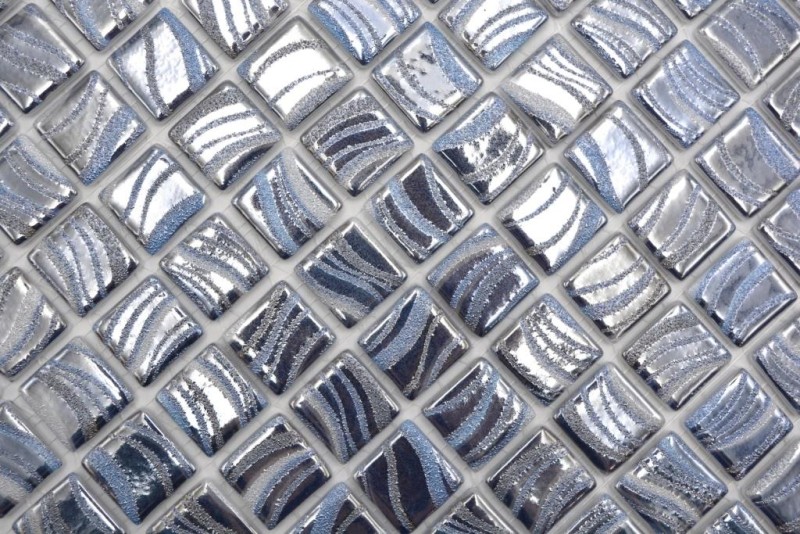 Handmuster piastrella di mosaico mosaico piscina mosaico piscina argento blu lucido argento metallico parete doccia SPAGNA - MOS220-78250U_m