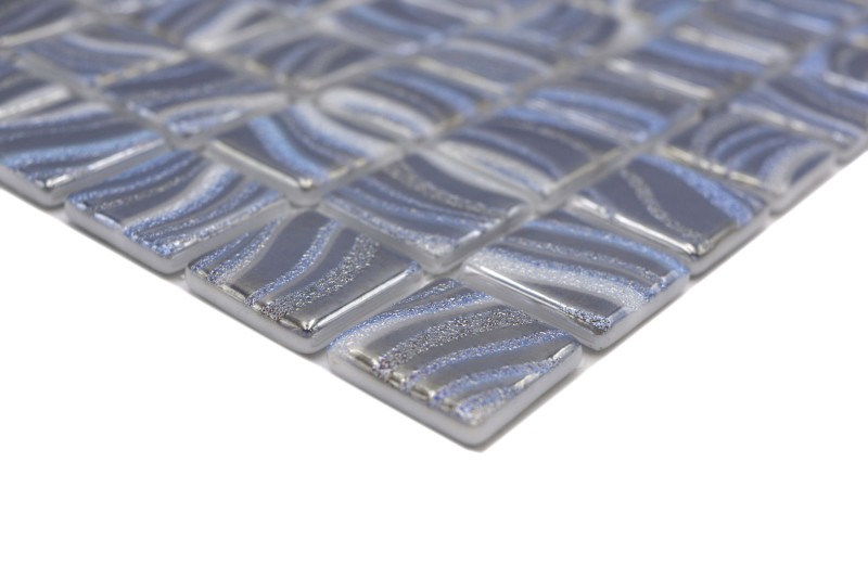 Handmuster piastrella di mosaico mosaico piscina mosaico piscina argento blu lucido argento metallico parete doccia SPAGNA - MOS220-78250U_m