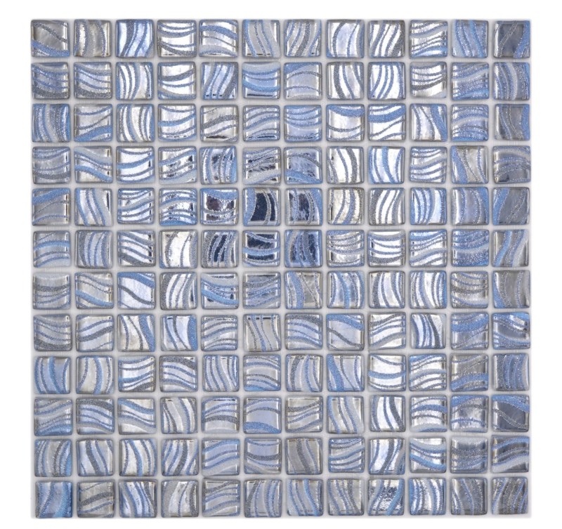 Handmuster piastrella di mosaico mosaico piscina mosaico piscina argento blu lucido argento metallico parete doccia SPAGNA - MOS220-78250U_m