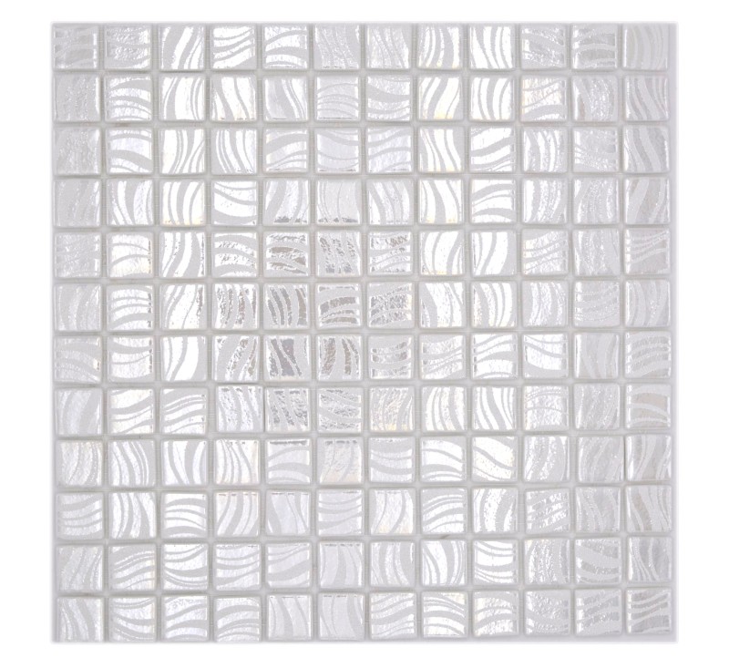Campione a mano piastrelle mosaico piscina mosaico piscina mosaico bianco crema argento lucido metallico parete doccia SPAGNA - MOS220-78252U_m
