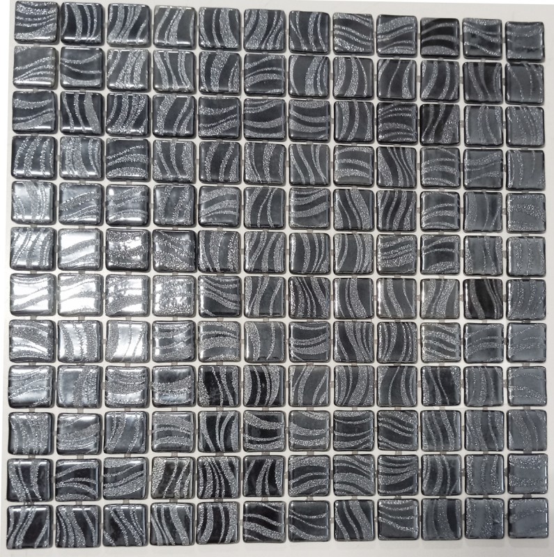 Handmuster piastrella di mosaico mosaico piscina mosaico piscina nero grafite argento parete doccia SPAGNA - MOS220-78253U_m