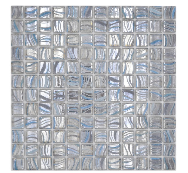 Handmuster piastrella di mosaico mosaico piscina mosaico piscina argento blu oro turchese accenti doccia parete SPAGNA - MOS220-78254U_m