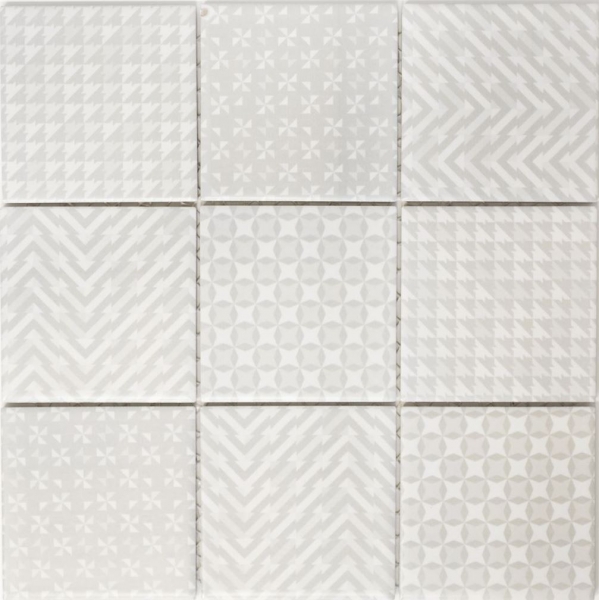 Retro vintage ART DEKO mosaico piastrelle muro ceramica grigio rivestimento cucina piastrelle bagno piastrelle WC - MOS22B-1402
