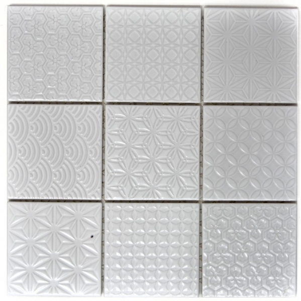 Retro vintage mosaico muro ceramica bianco struttura piastrelle specchio bagno piastrelle muro - MOS22B-0104