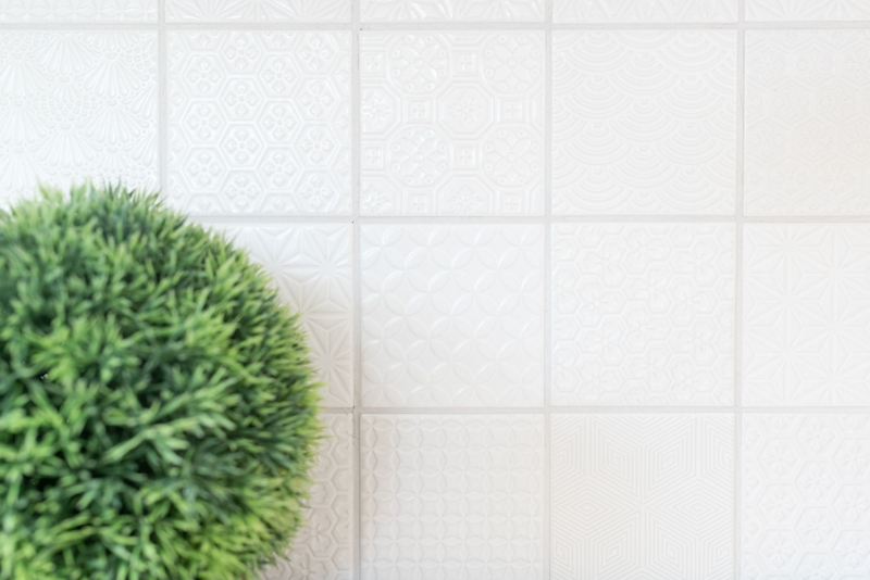 Retro vintage mosaico muro ceramica bianco struttura piastrelle specchio bagno piastrelle muro - MOS22B-0104