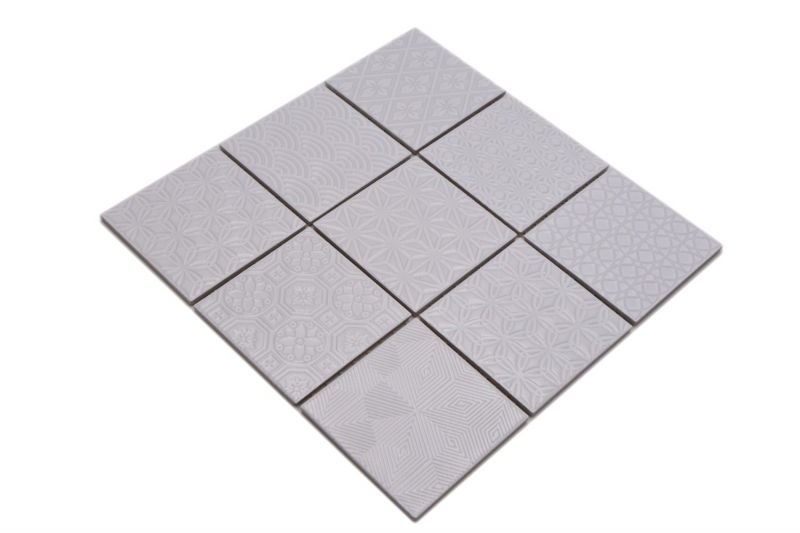 Retro vintage mosaico muro ceramica bianco struttura piastrelle specchio bagno piastrelle muro - MOS22B-0104